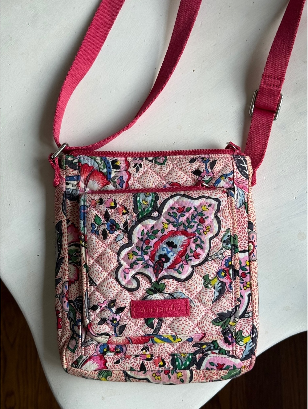 Vera Bradley Small Crossbody Bag in Pink Floral Quilted Cotton
